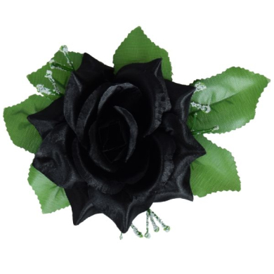 Róża w pąku - główka z liściem Black